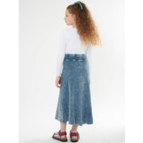 Girls Ribbed Stonewash Maxi Skirt