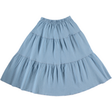 Girls Elastic Waist Denim Tiered Skirt