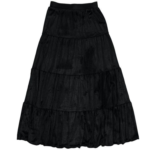 Girls Tiered Velour Maxi Skirt