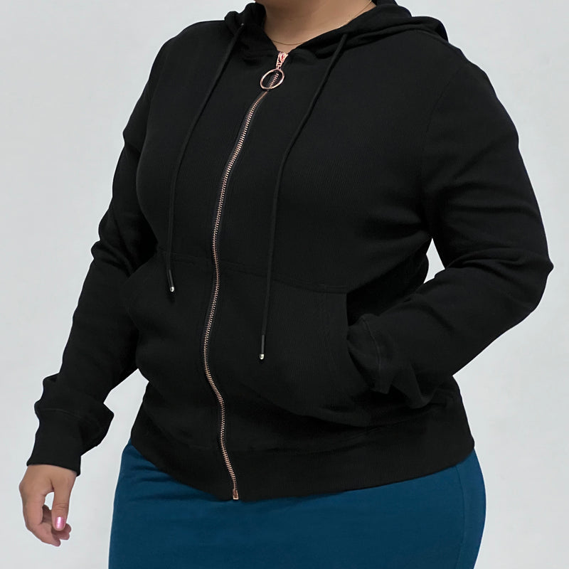 Women's Ribbed Cotton Hoodie