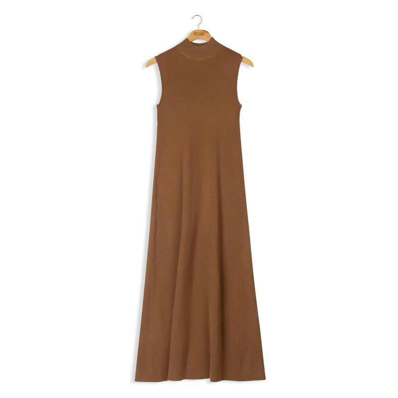 Women's Ribbed Knit A-Line Sleeveless Dress