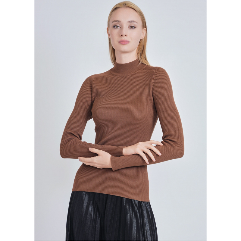Women's Ribbed High Neck Sweater