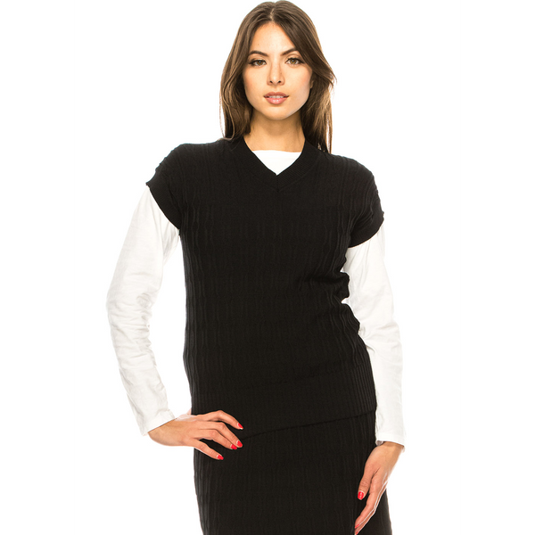 Women's V-Neck Sleeveless Knit Top
