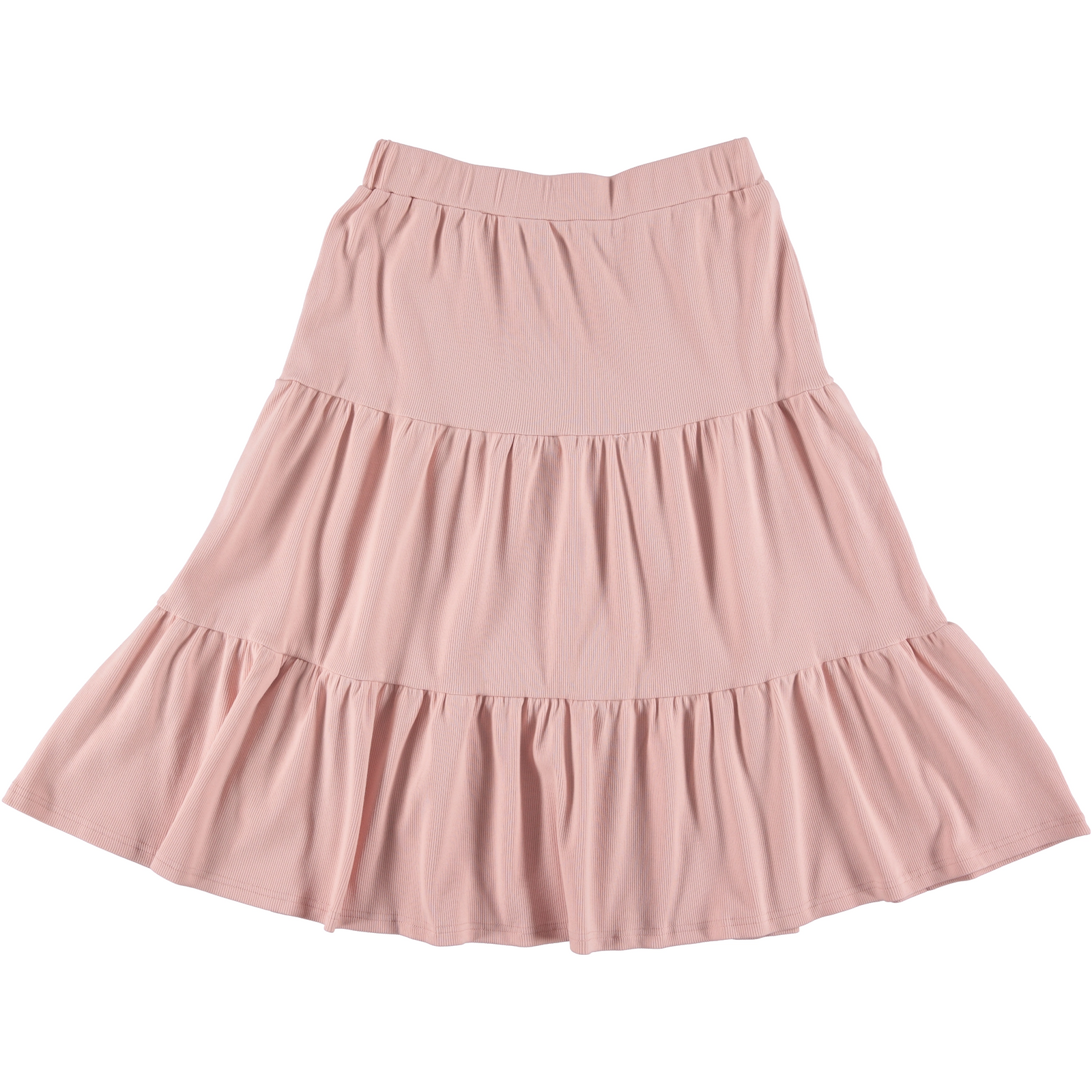 [OpenYy] ROLLED WAIST TIERED SKIRT /追跡付 White Rolled Waist Tiered Midi Skirt by OPEN YY on Sale