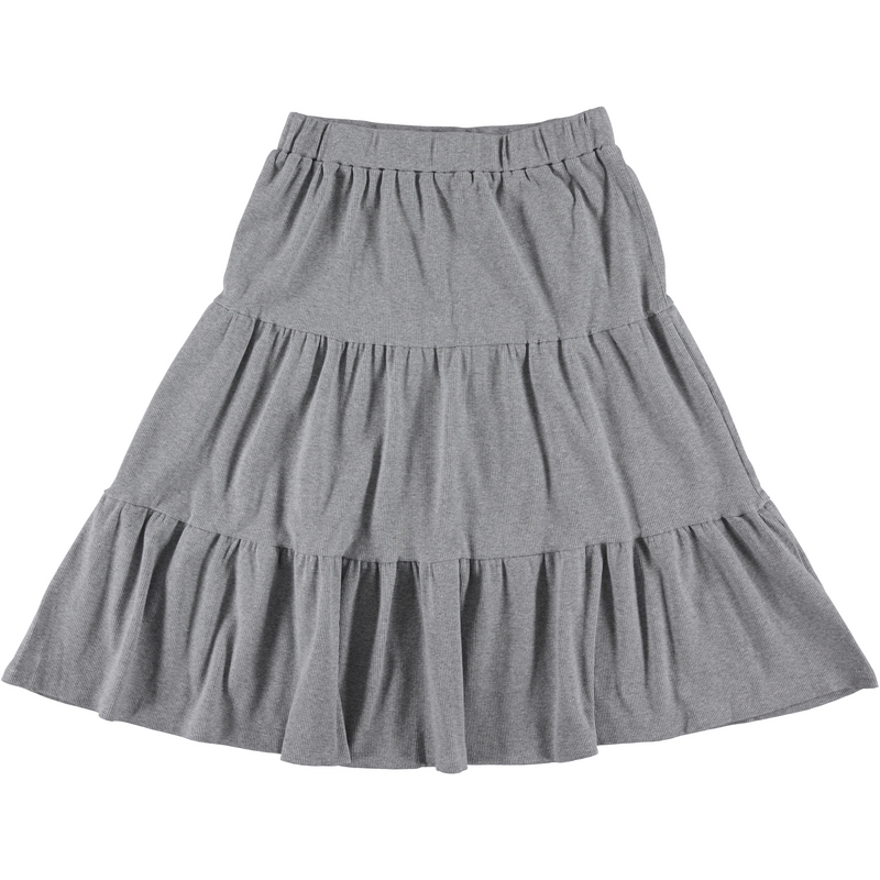 Women's Elastic Waist Ribbed Tiered Skirt - 27''