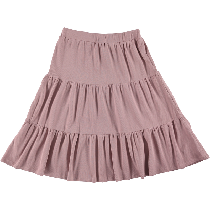 Women's Elastic Waist Ribbed Tiered Skirt - 29''