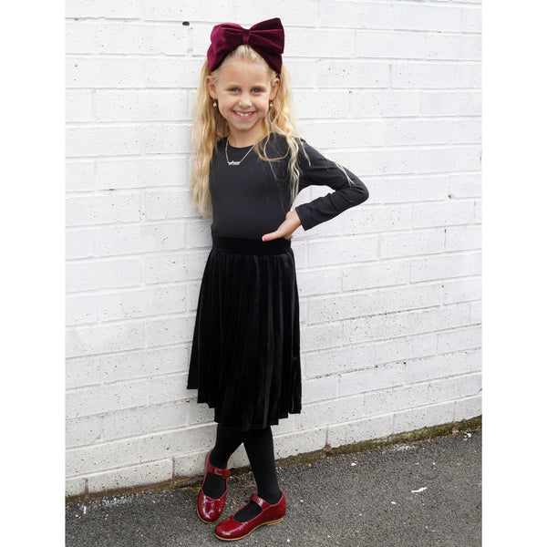 Girls Velour Pleat Skirt