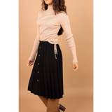 Women's Buttoned Knit Pleated Skirt