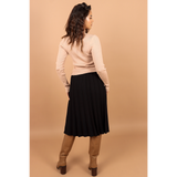 Women's Buttoned Knit Pleated Skirt