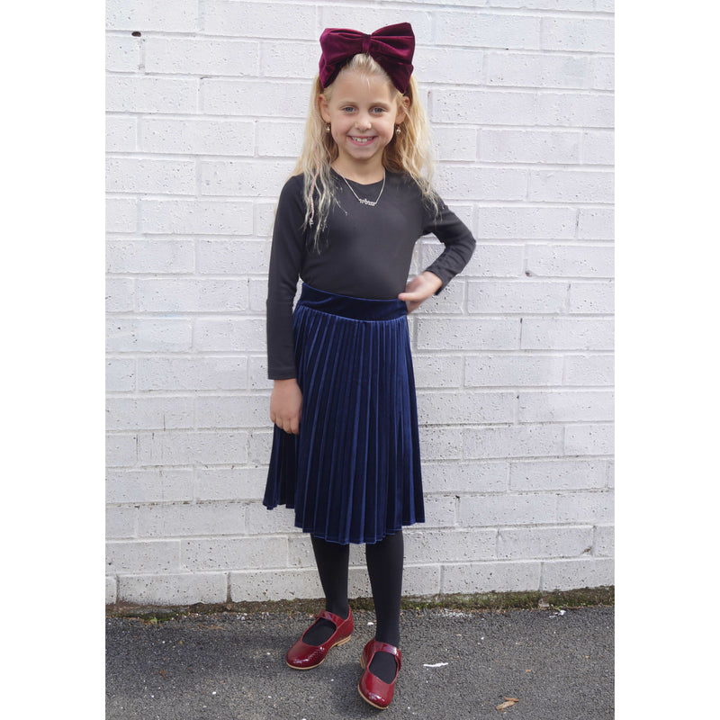 Girls Velour Pleat Skirt