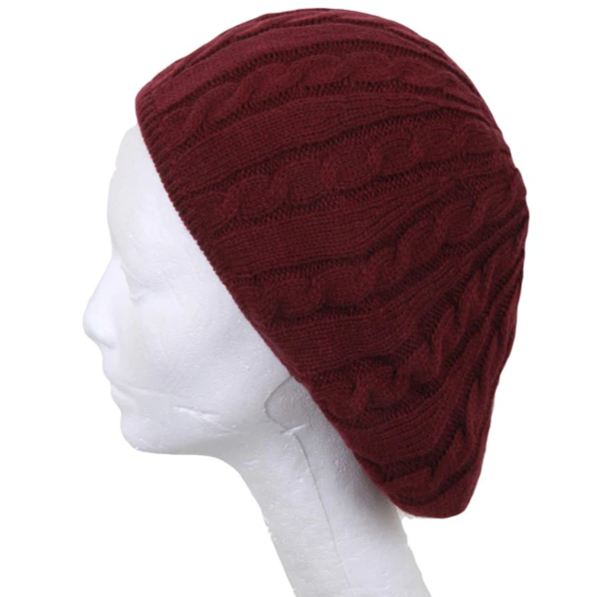 Cable Knit Lined Beret