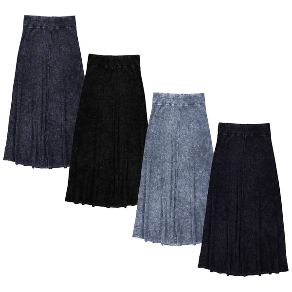 Women's Ribbed Stonewash Maxi Skirt