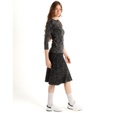 Women's Ribbed Stonewash Skirt - High Waistband
