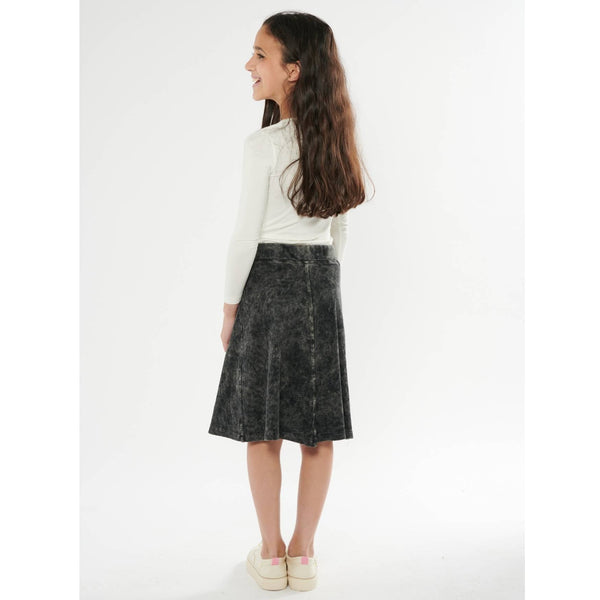 Girls A-Line Ribbed Stonewash Skirt