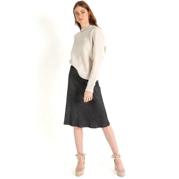 Women's Metallic Ribbed Knit Elasticated Skirt