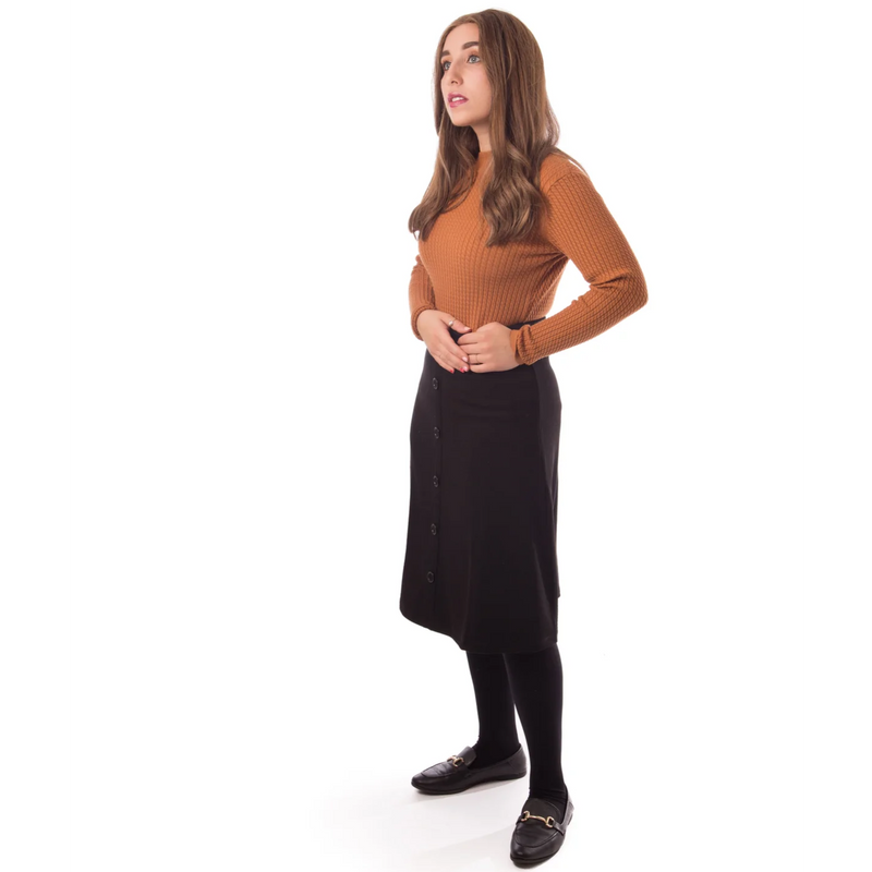 Women's Ribbed Buttoned Skirt